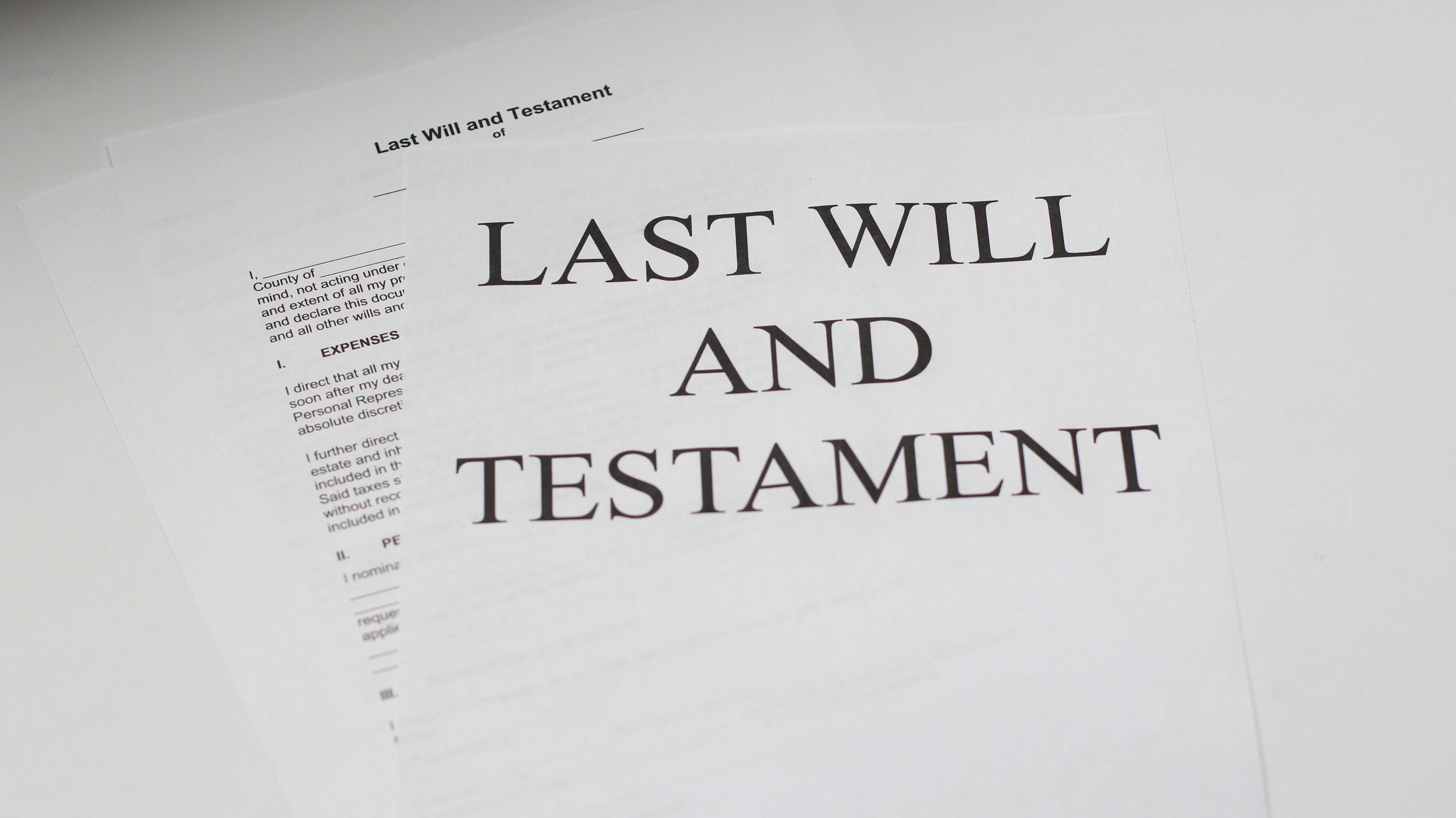 A paper draft of a last will and testament
