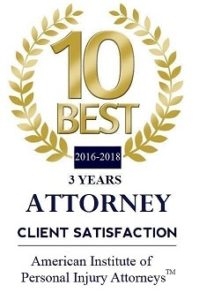 Rated top 10 personal injury attorney in client satisfaction 3 years in a row